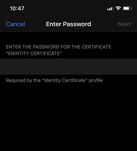 schermata inserimento password di estrazione certificato