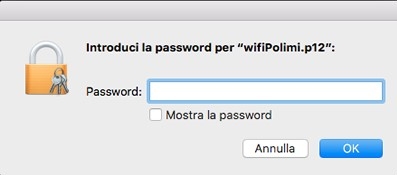 finestra inserimento password